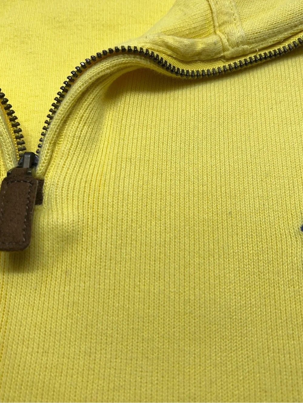 Polo Ralph Lauren 1/4 Sweater Mens Size Medium Yellow Rib Knit Pullover